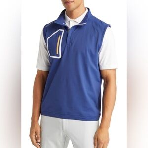 Peter Millar Size L • Forge Performance Navy Blue Quarter Zip Vest.